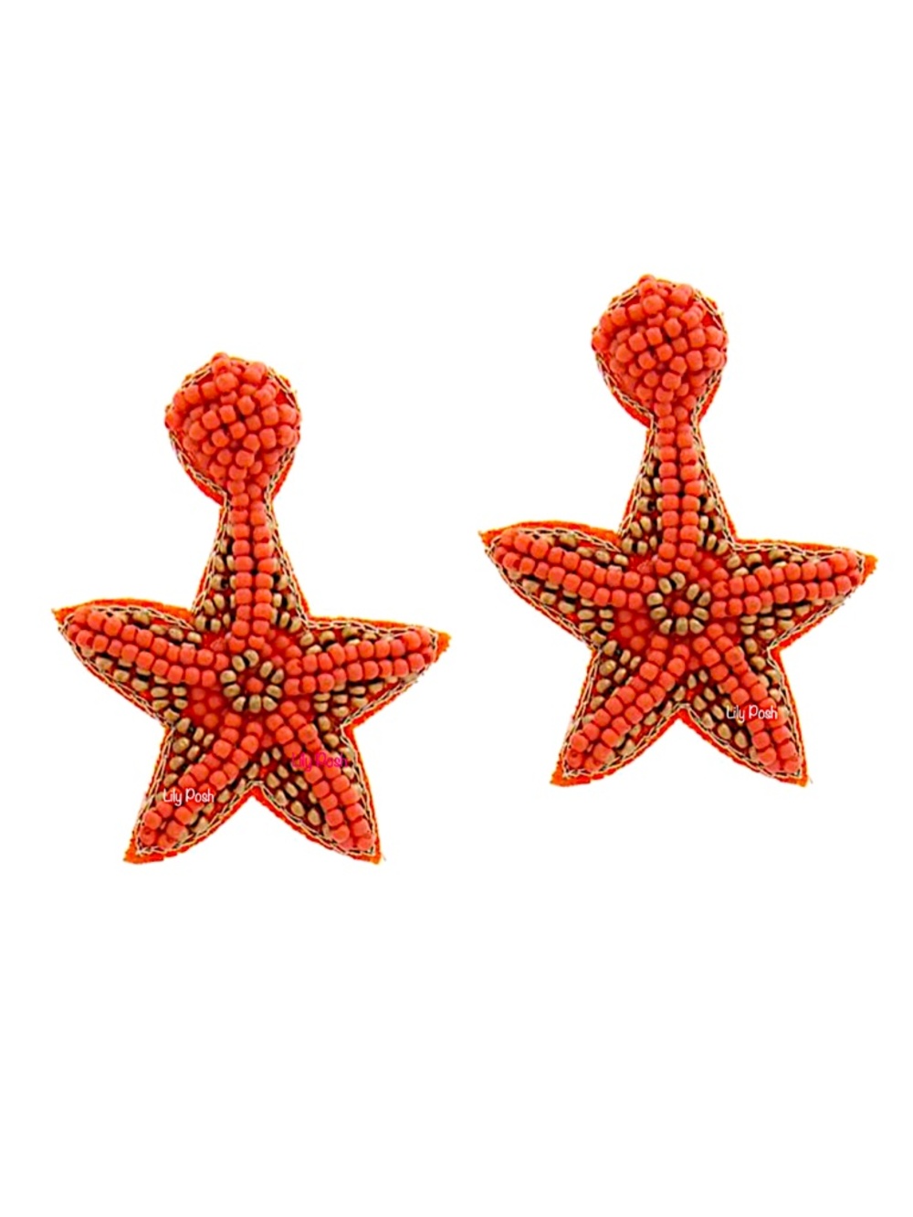 COPY - Lily Posh Coral Starfish Earring, Seed Bead Earring, Marine Life